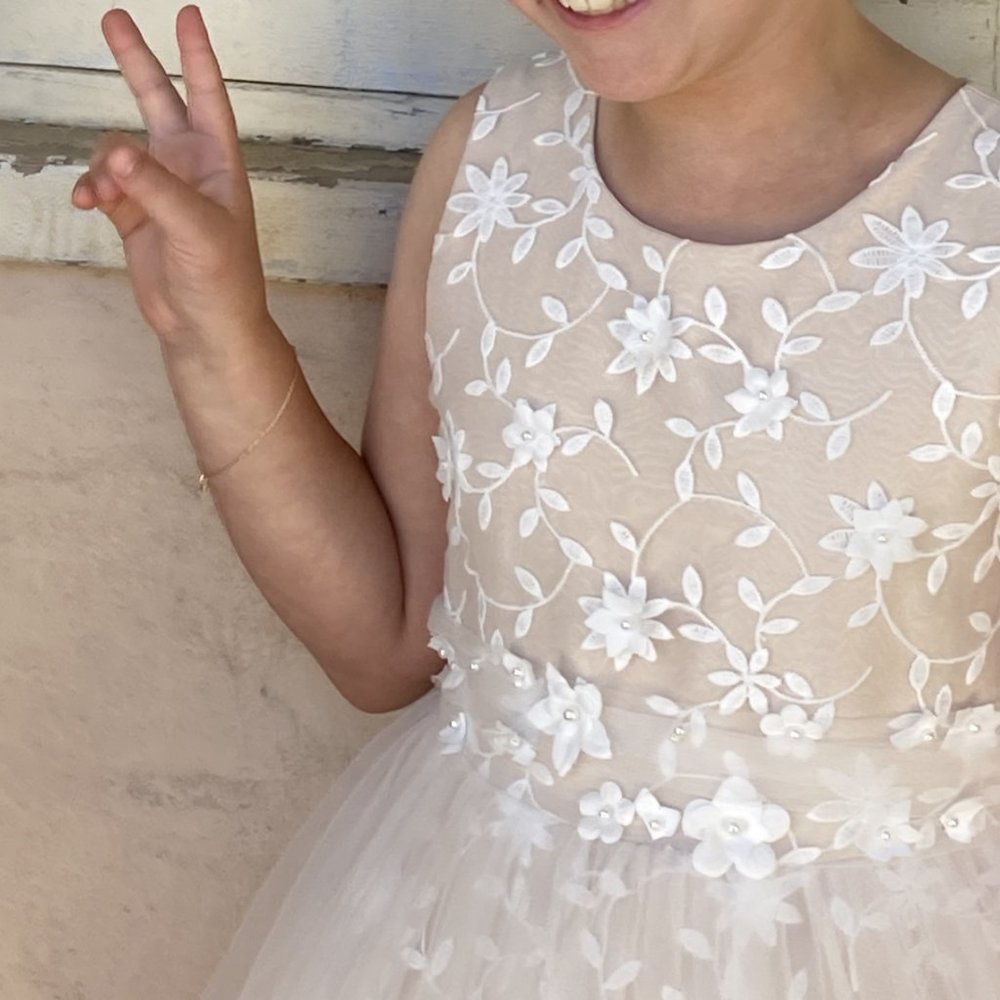 Beautiful Anthropologie Jessie Flower Girl Dress in Ivory/Blush, Size 10